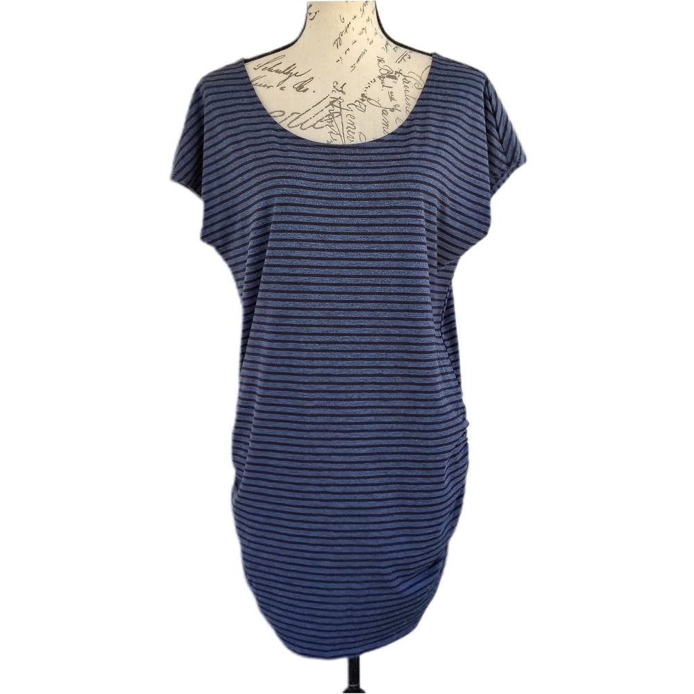 Lole Womens Striped Ruched Side Hem Top Shirt Medium Athletic Yoga Lounge